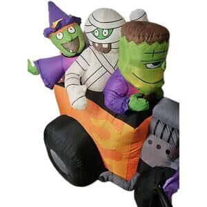 Gemmy Halloween Inflatable Hot Rod Witch Frankenstein Mummy 6' Yard Decoration